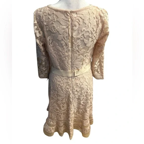 Tadashi Shoji Elegant Lace Dress in Cream petite size 12 - Picture 7 of 12